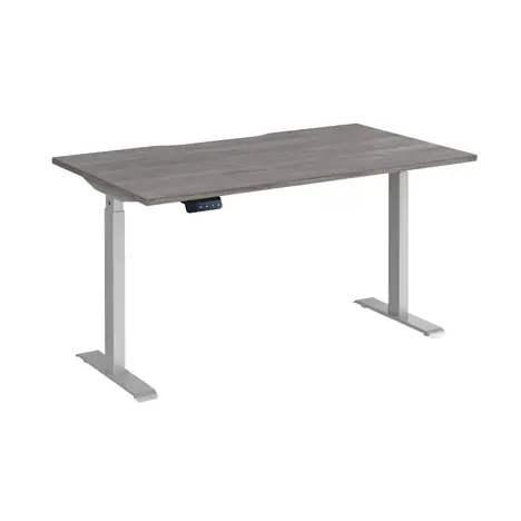 Elev8 Contract Straight Sit-Stand Desk - 1400 - Silver - Kendal Oak